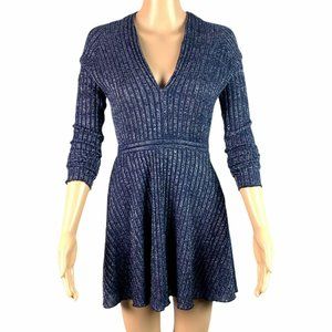 ZARA Women's Size Small Sparkle Long Sleeve V Neck A Line Dress